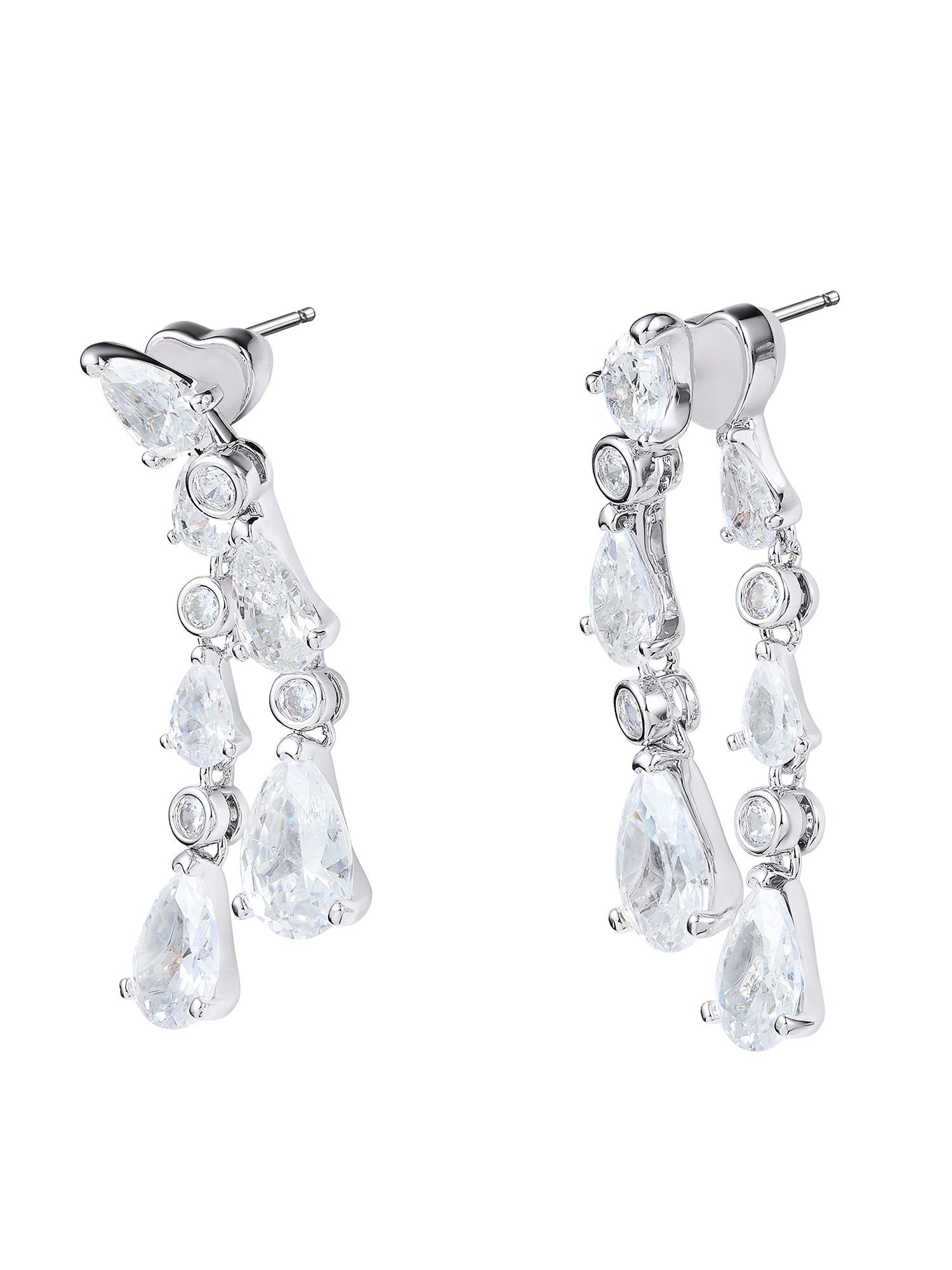 Yvette Cascading Pear Cut Crystal Earrings - Image 2