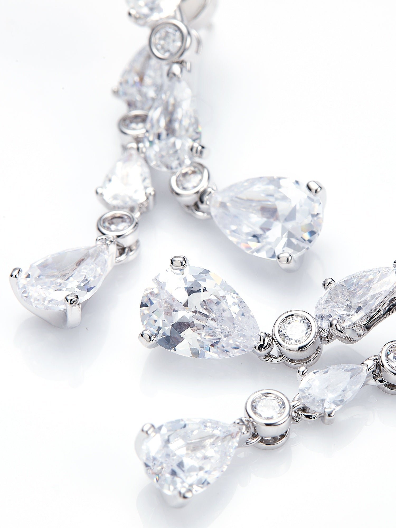 Yvette Cascading Pear Cut Crystal Earrings - Image 3