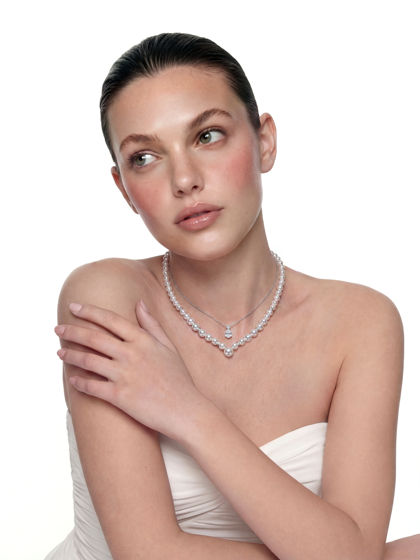 Yvette Pear Cut Crystal Pendant Necklace - Image 2