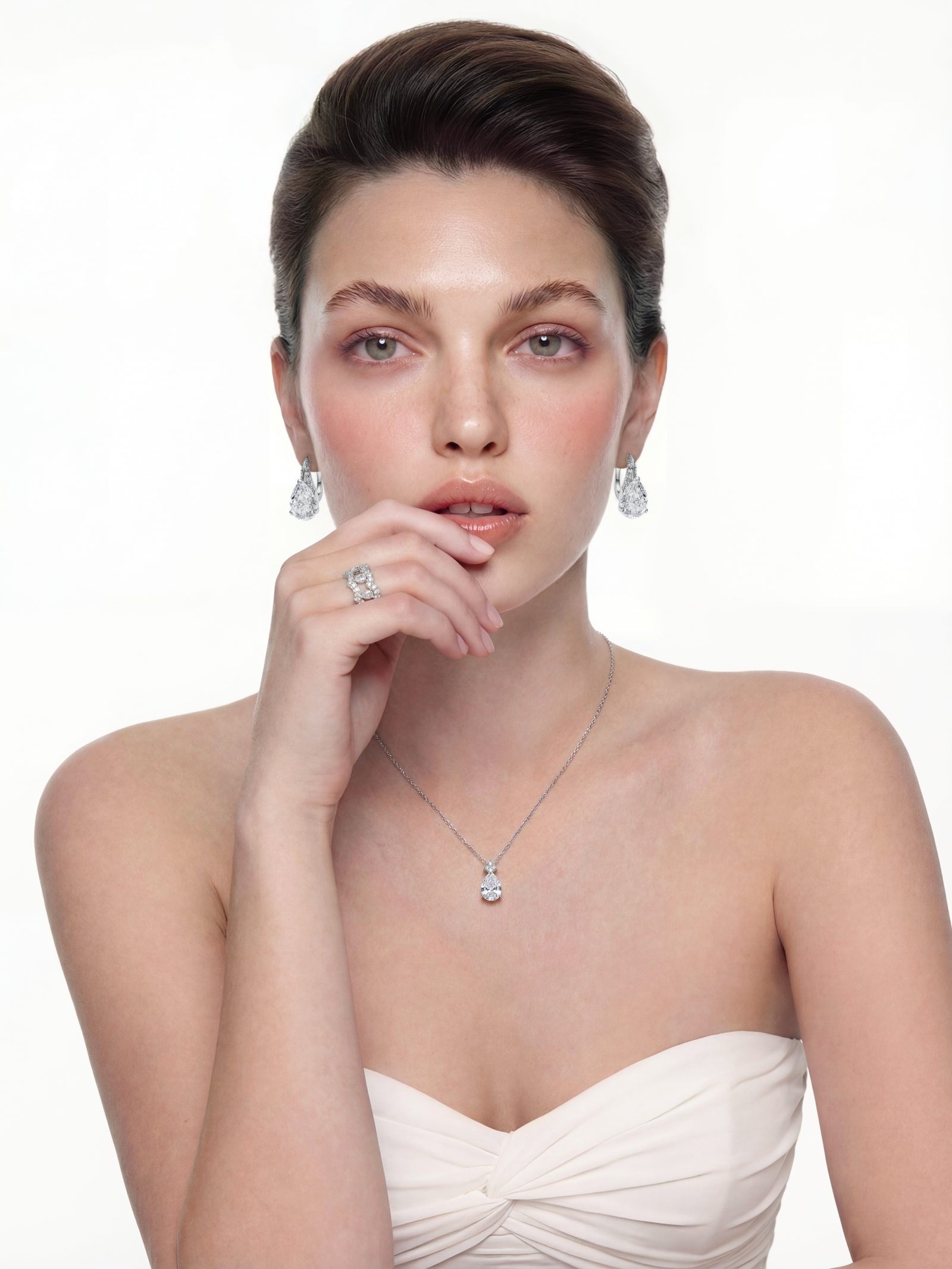 Yvette Pear Cut Crystal Pendant Necklace