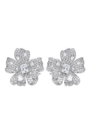 Flora Crystal White Earrings