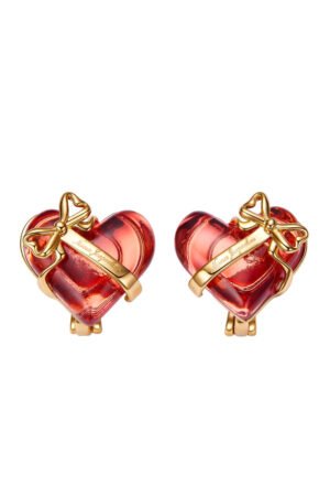 Eléa Bow-Ribbon Heart Red Earrings