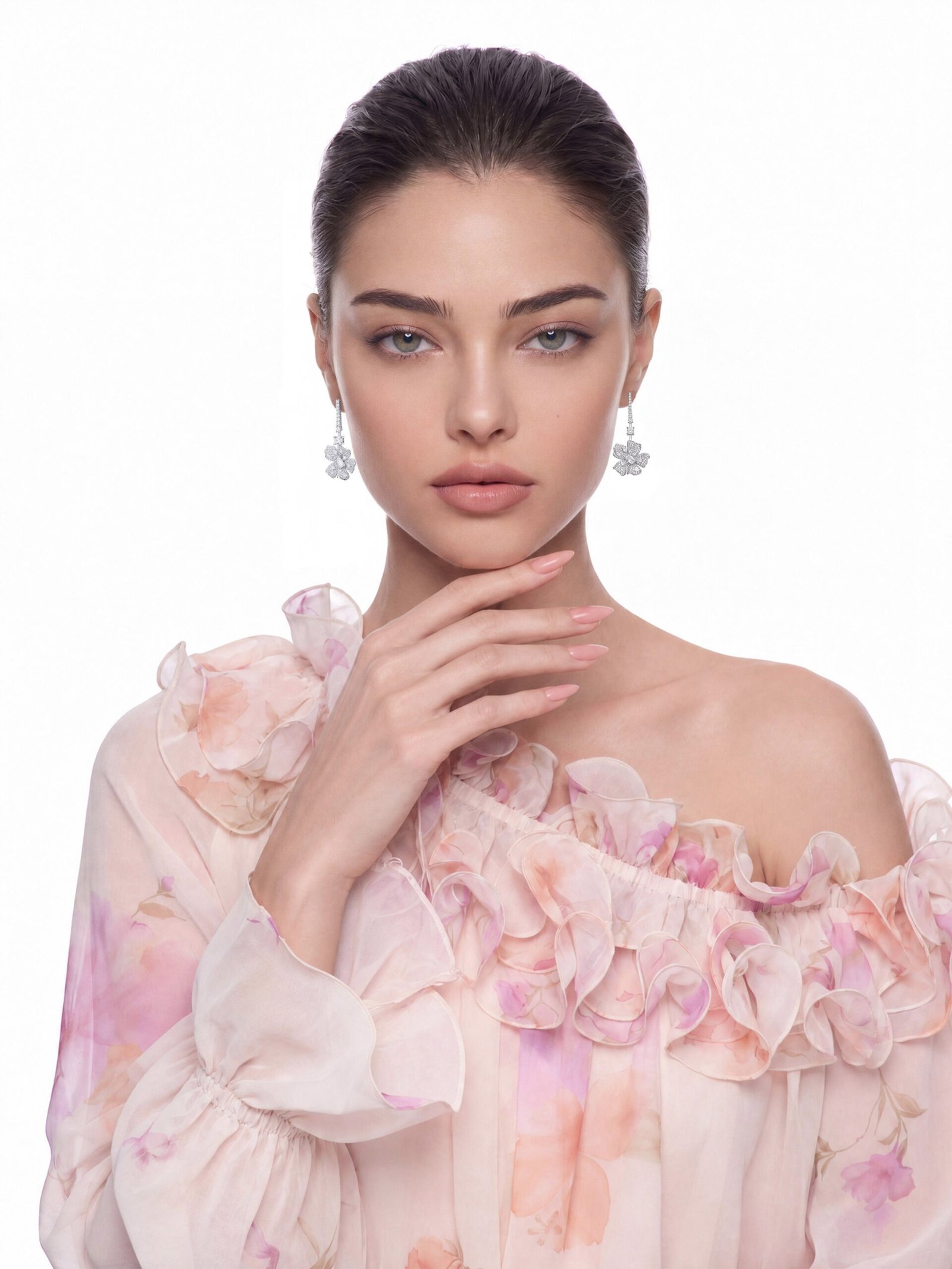 Isadora Floral White Earrings - Image 2